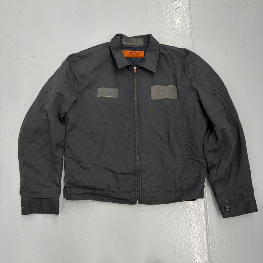 Vintage 70s Red Kap Grey Canvas Workwear Mechanics Jacket
